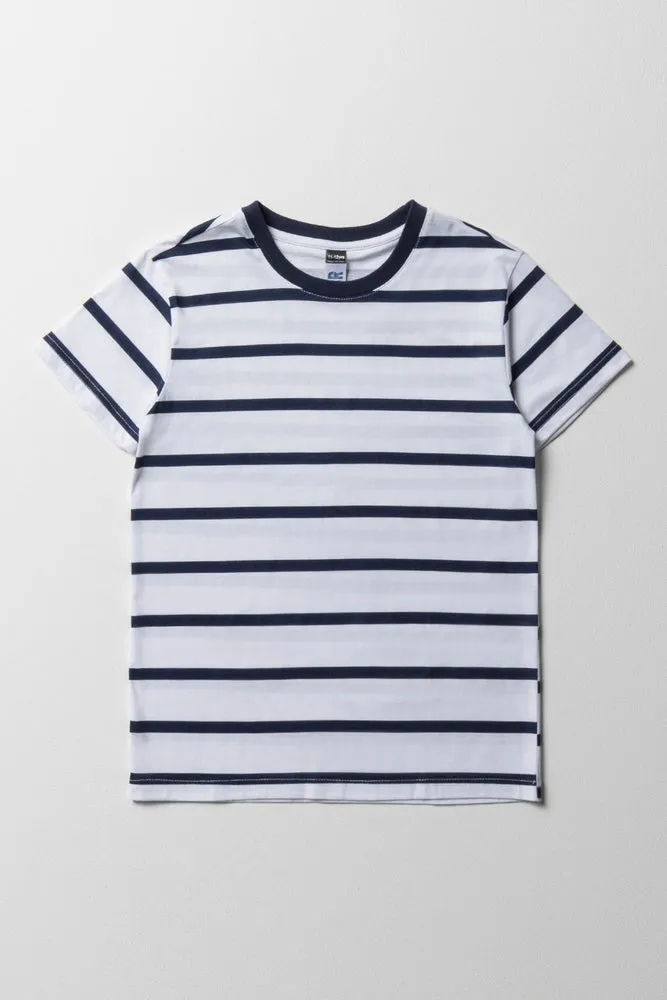 Stripe Short Sleeve T-Shirt White sold by Ackermas