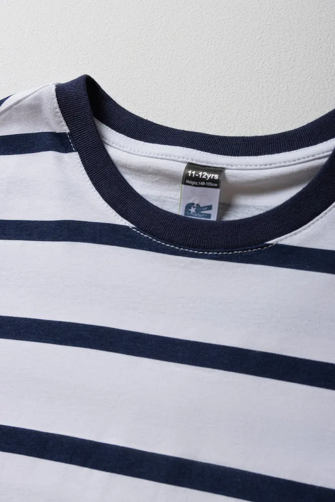 Stripe Short Sleeve T-Shirt White sold by Ackermas product image thumbnail 2