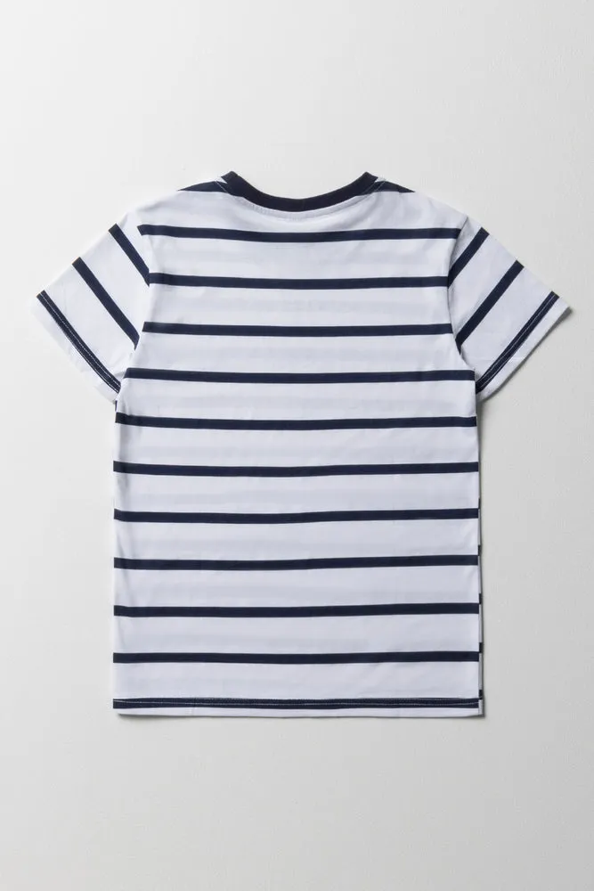 Stripe Short Sleeve T-Shirt White sold by Ackermas product image thumbnail 3