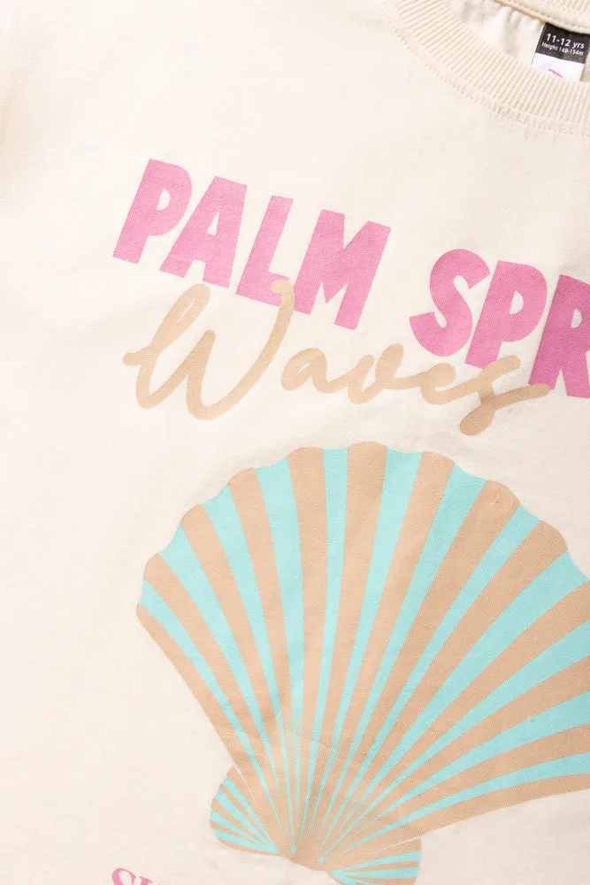 Palm Springs Oversized Short Sleeve T-Shirt Natural sold by Ackermas product image thumbnail 2