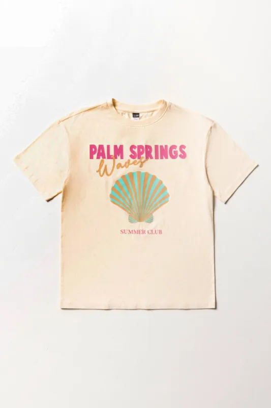 Palm Springs Oversized Short Sleeve T-Shirt Natural sold by Ackermas