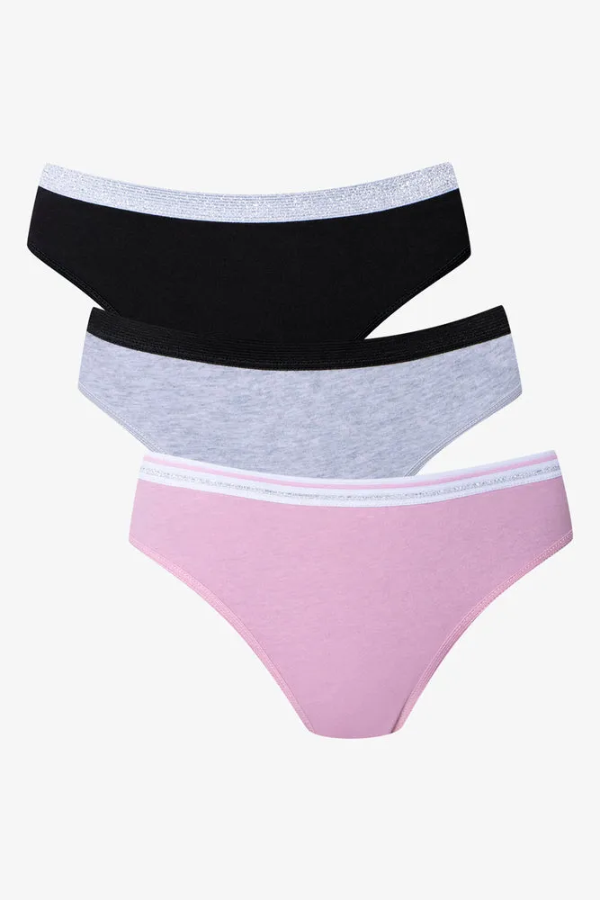 3 Pack Bikini Panties Black, Grey And Pink sold by Ackermas