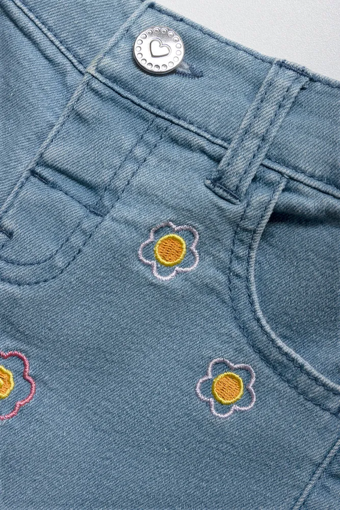 Pink Flower Denim Short & Matching Top Blue sold by Ackermas product image thumbnail 2