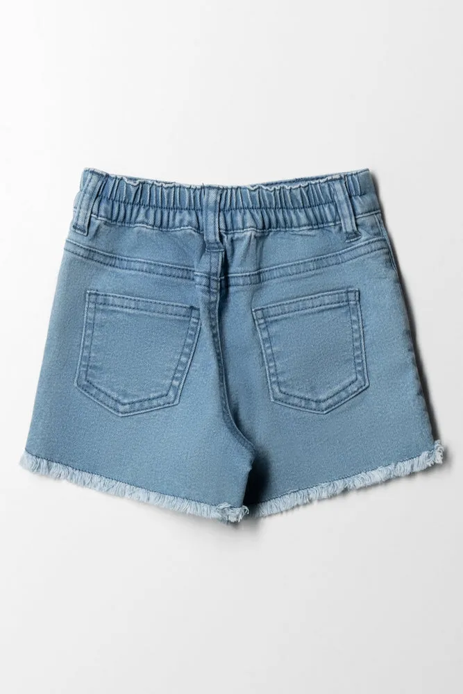 Pink Flower Denim Short & Matching Top Blue sold by Ackermas product image thumbnail 3