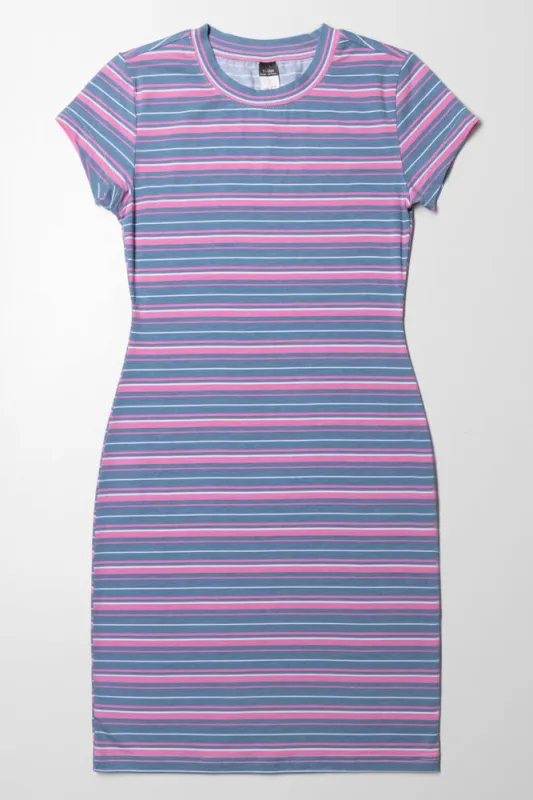 Stripe Bodycon Dress Purple And Pink sold by Ackermas