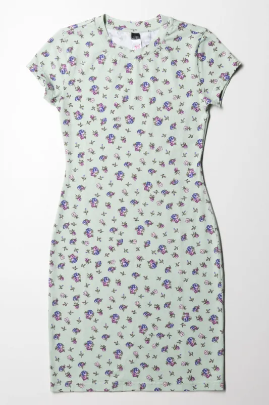 Ditsy Floral Bodycon Dress Green sold by Ackermas