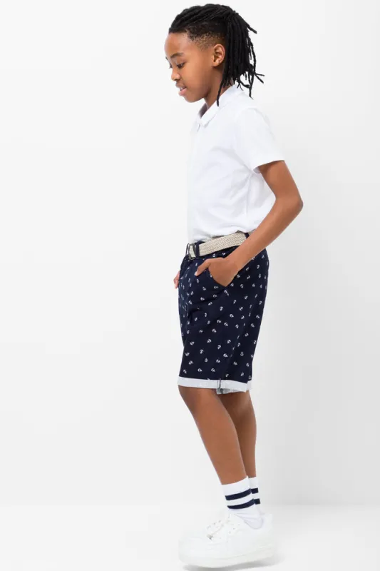 Belted Chino Shorts Navy sold by Ackermas