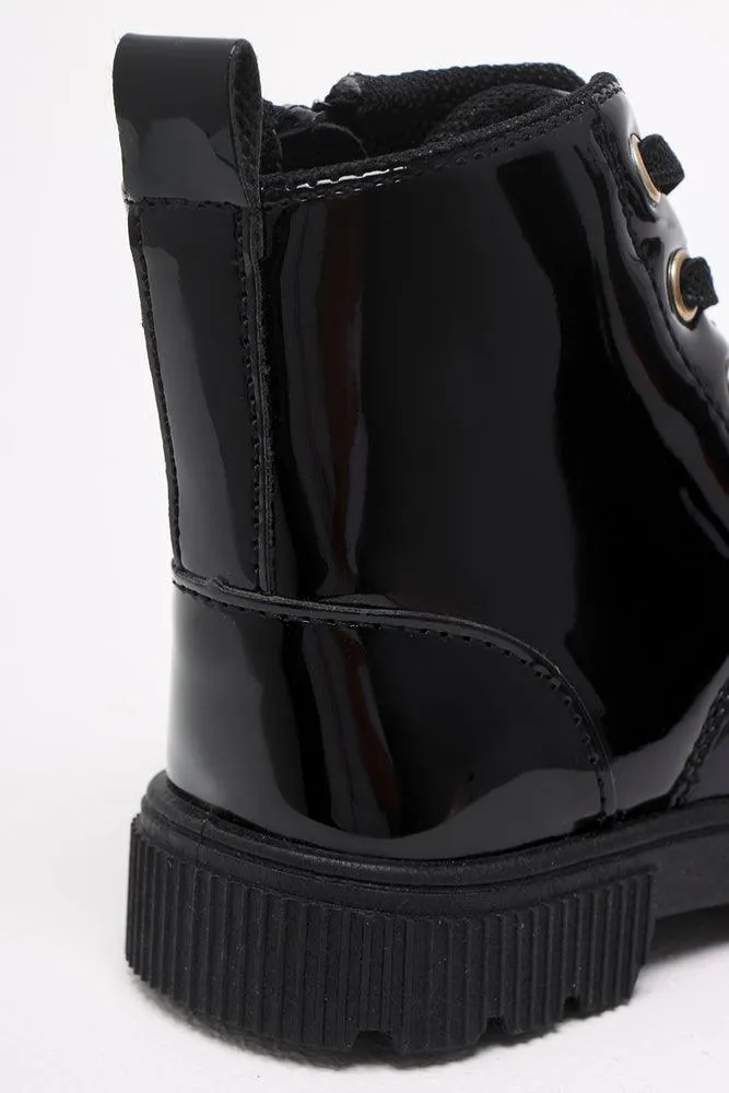 Basic Lace Up Patent Boot Black sold by Ackermas product image thumbnail 4