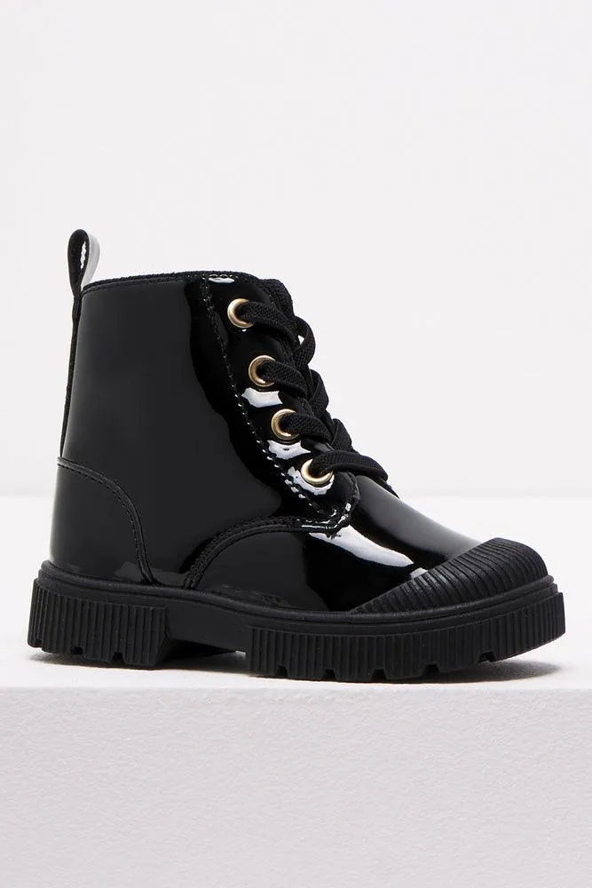 Basic Lace Up Patent Boot Black sold by Ackermas product image thumbnail 2