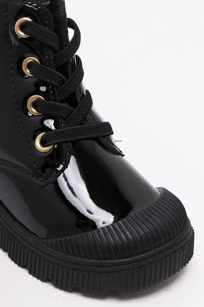 Basic Lace Up Patent Boot Black sold by Ackermas product image thumbnail 3