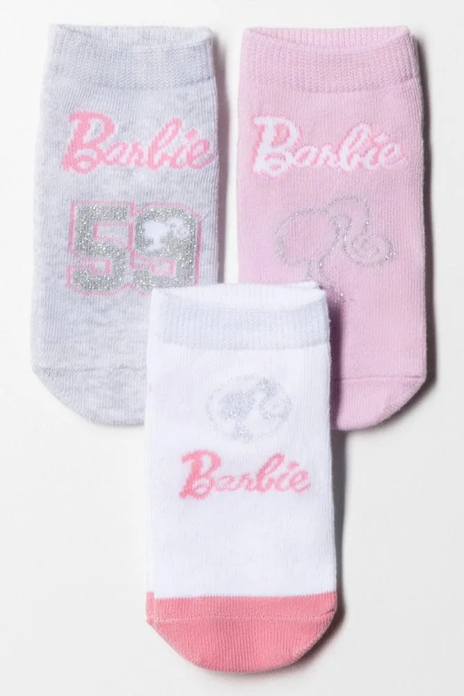 Barbie 3 Pack Socks White, Grey & Pink sold by Ackermas