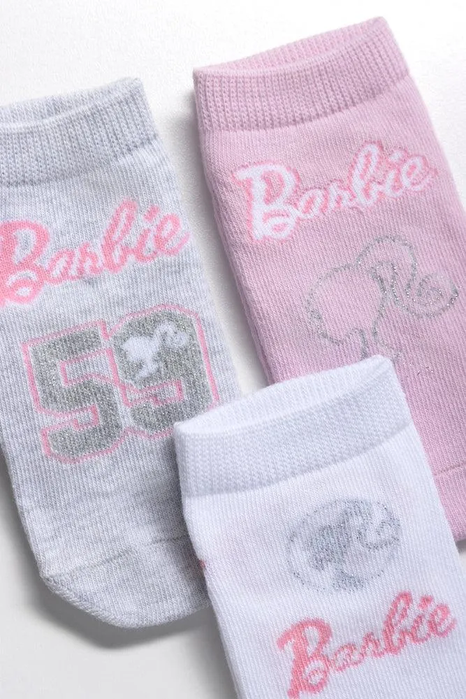Barbie 3 Pack Socks White, Grey & Pink sold by Ackermas product image thumbnail 2