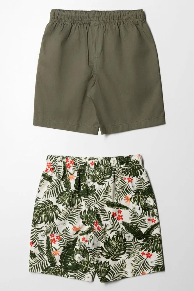 2 Pack Tropical Shorts Natural & Green sold by Ackermas product image thumbnail 3