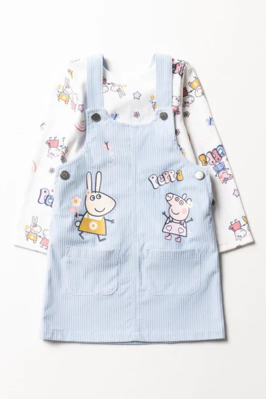 Peppa Pig Corduroy Pinafore Set Blue sold by Ackermas
