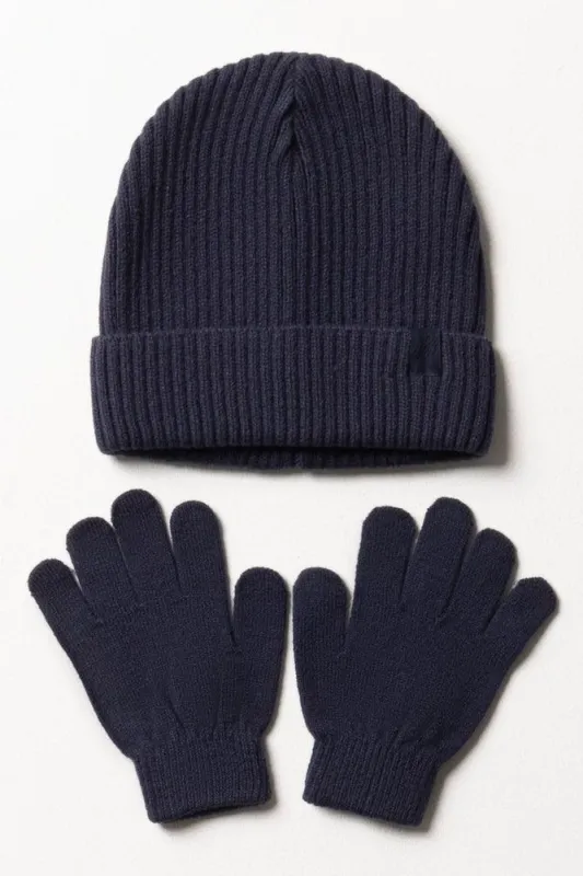Beanie & Gloves Set Navy sold by Ackermas