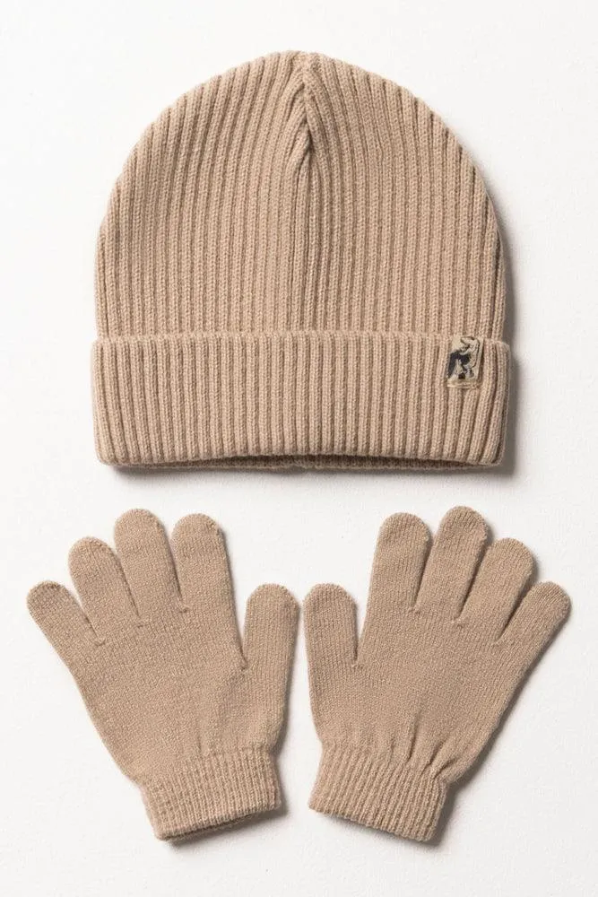 Beanie & Gloves Set Natural sold by Ackermas