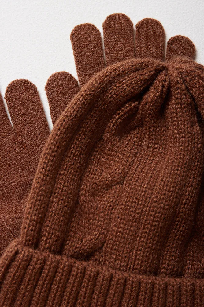 Beanie & Gloves Set Brown sold by Ackermas product image thumbnail 2