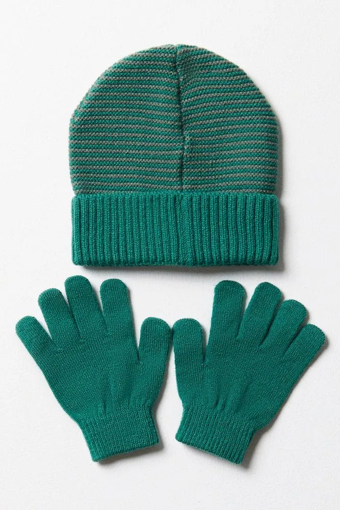 Beanie & Gloves Set Green sold by Ackermas