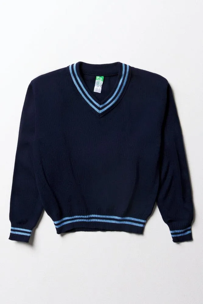 Unisex School Long Sleeve Striped Jersey Navy sold by Ackermas