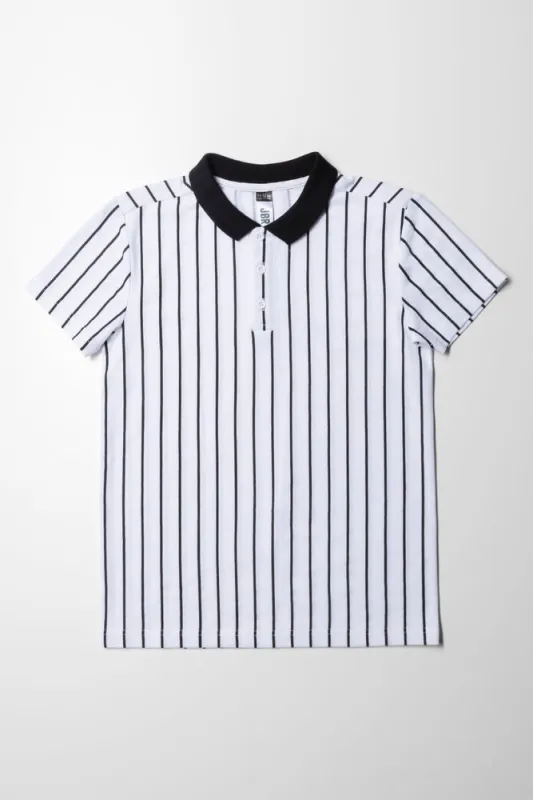 Stripe Golfer White & Black sold by Ackermas