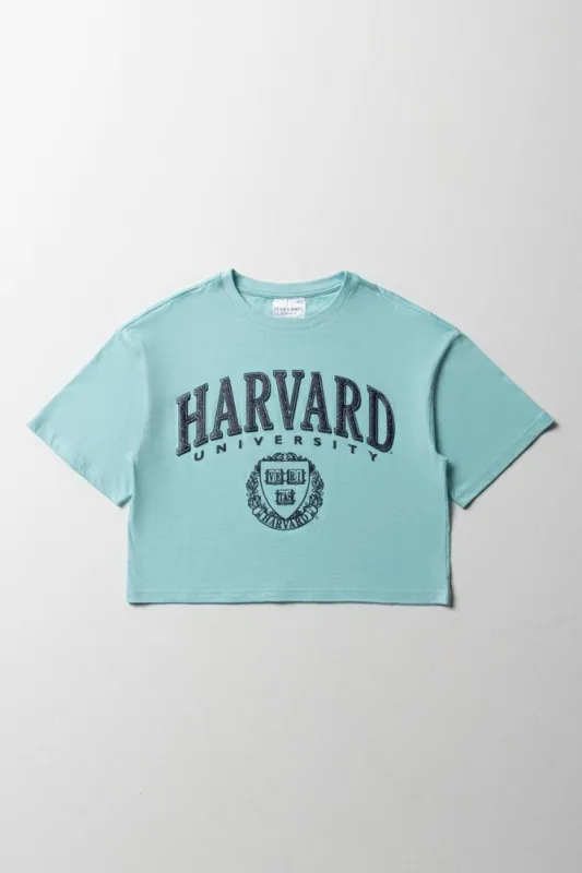 Harvard Boxy Short Sleeve T-Shirt Aqua sold by Ackermas
