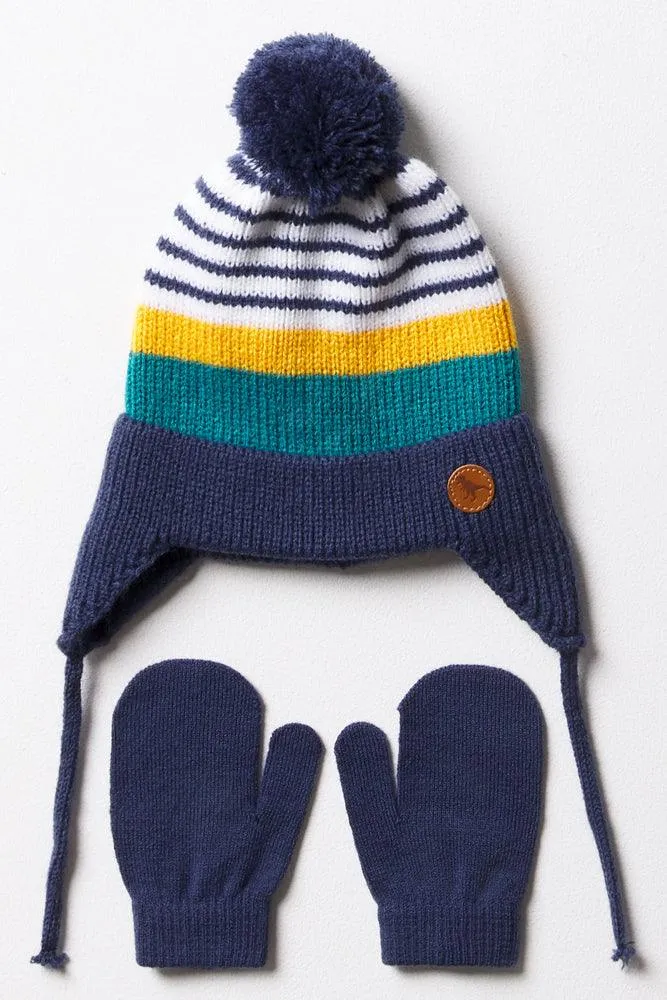 Stripe Beanie & Mittens Set Multi sold by Ackermas
