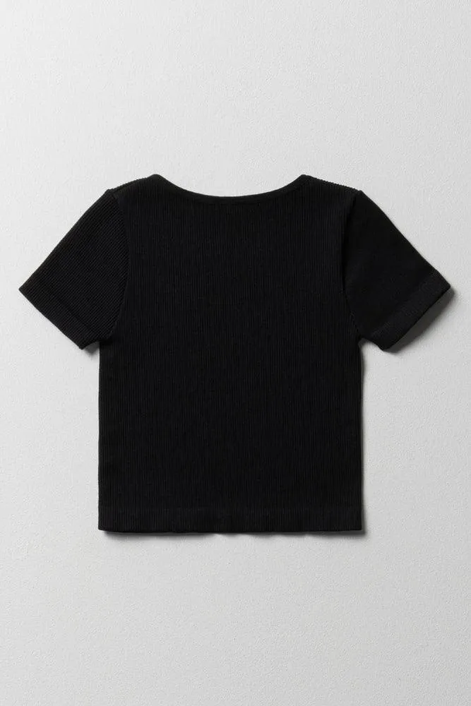 Seamless Short Sleeve T-Shirt Black sold by Ackermas product image thumbnail 3