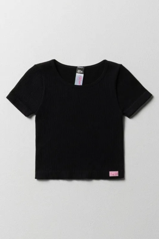 Seamless Short Sleeve T-Shirt Black sold by Ackermas