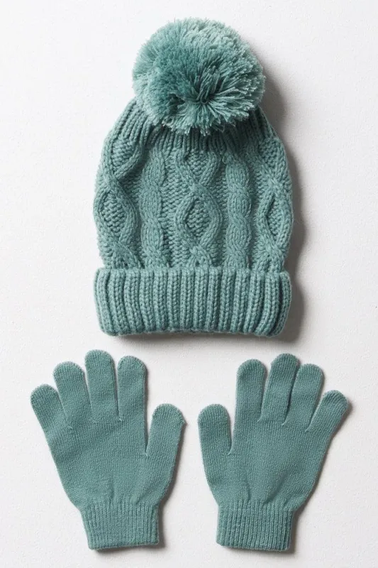 Beanie & Gloves Set Blue sold by Ackermas