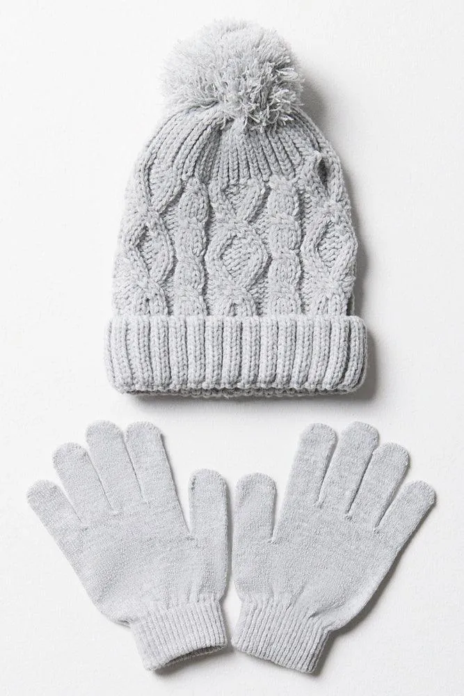 Beanie & Gloves Set Grey sold by Ackermas