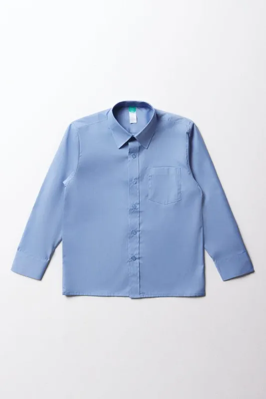 Unisex School Long Sleeve Collar Shirt Blue Toughees sold by Ackermas