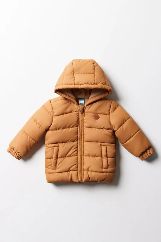 Hooded Puffer Jacket Tan sold by Ackermas