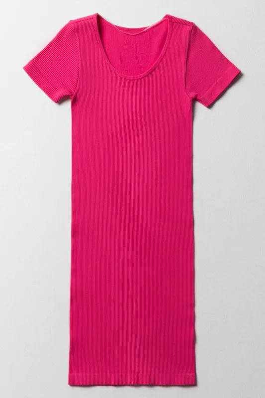 Seamless Short Sleeve Dress Pink sold by Ackermas
