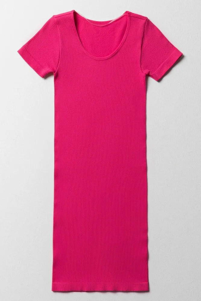 Seamless Short Sleeve Dress Pink sold by Ackermas
