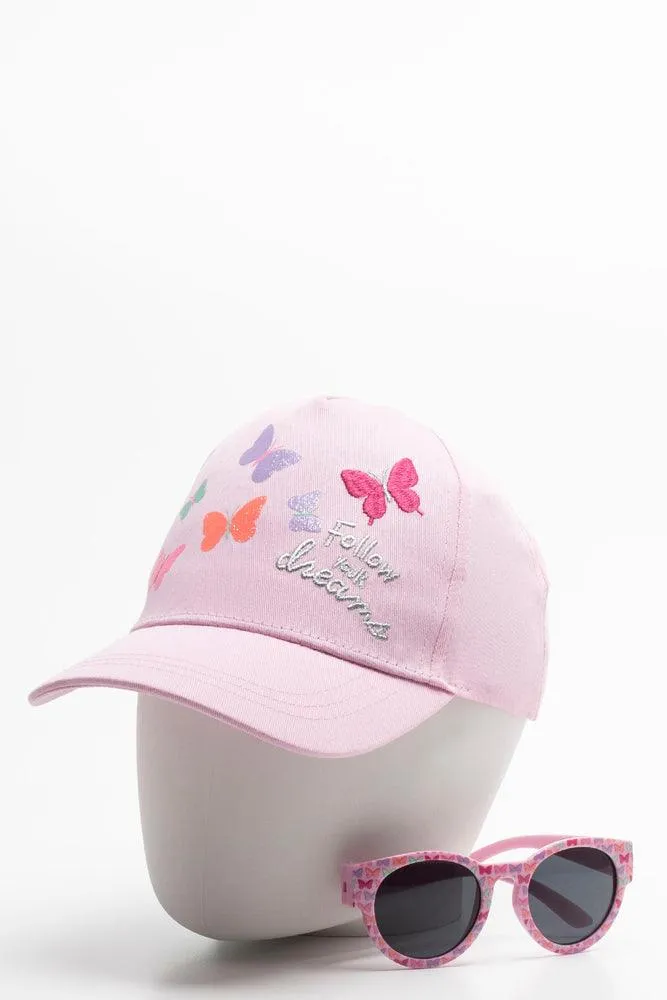 2 Piece Butterfly Peak Cap Pink sold by Ackermas