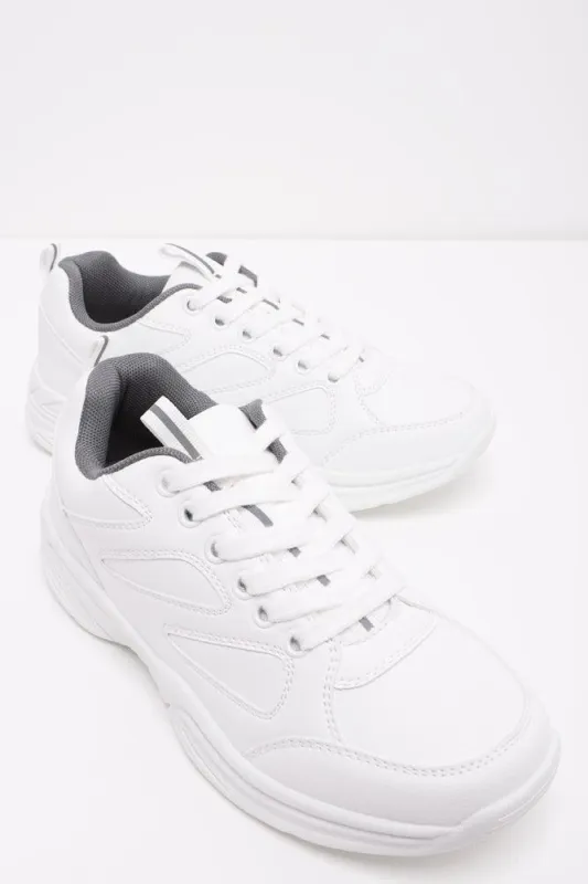 Lace Up Leather Trainer White sold by Ackermas