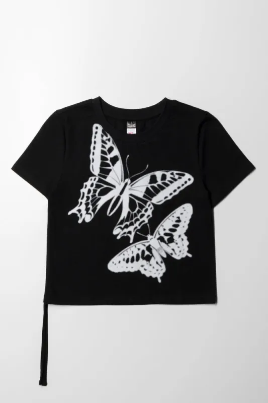 Side Tie Tee Butterfly Black sold by Ackermas