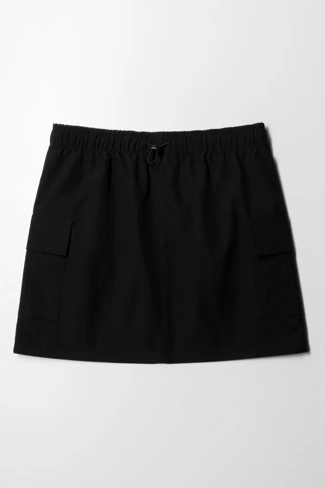 Ribstop Cargo Skirt Black sold by Ackermas