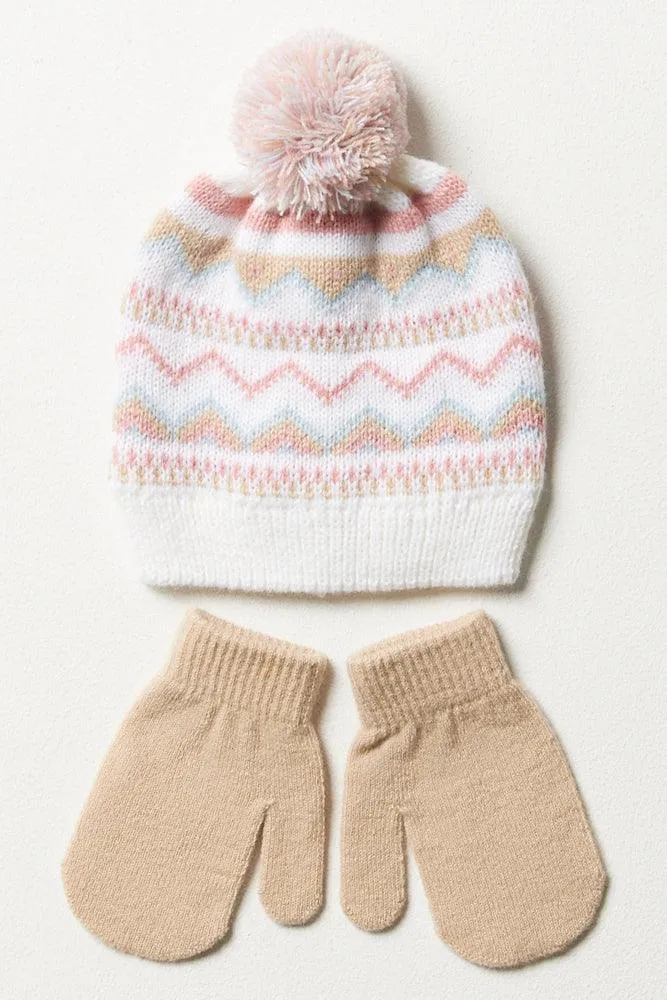 Beanie & Mittens Set Natural sold by Ackermas