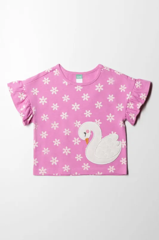 Frill Short Sleeve T-Shirt Pink sold by Ackermas