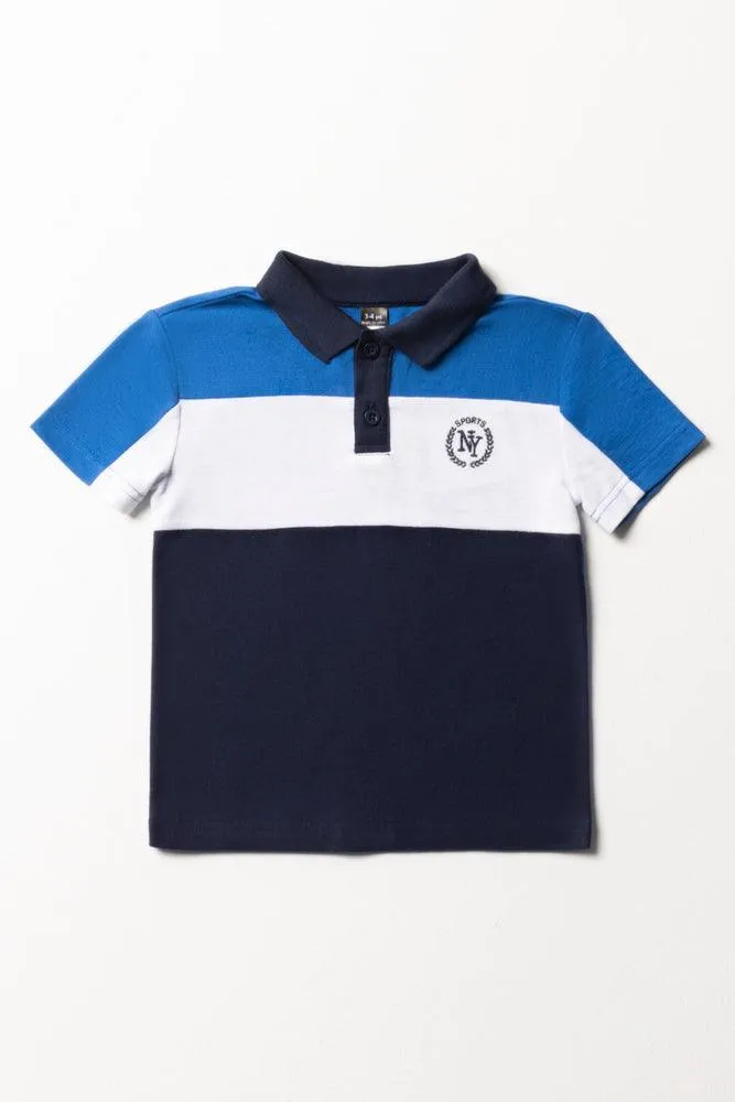 Colourblock Golfer Navy & Blue sold by Ackermas