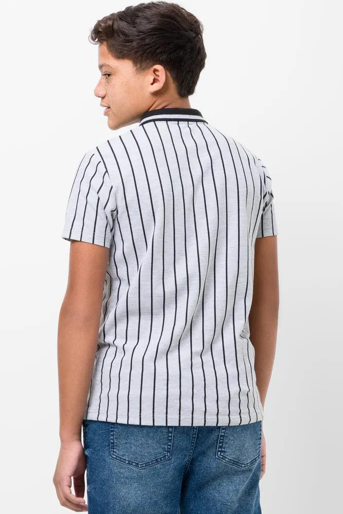 Stripe Short Sleeve Golfer Grey sold by Ackermas product image thumbnail 3