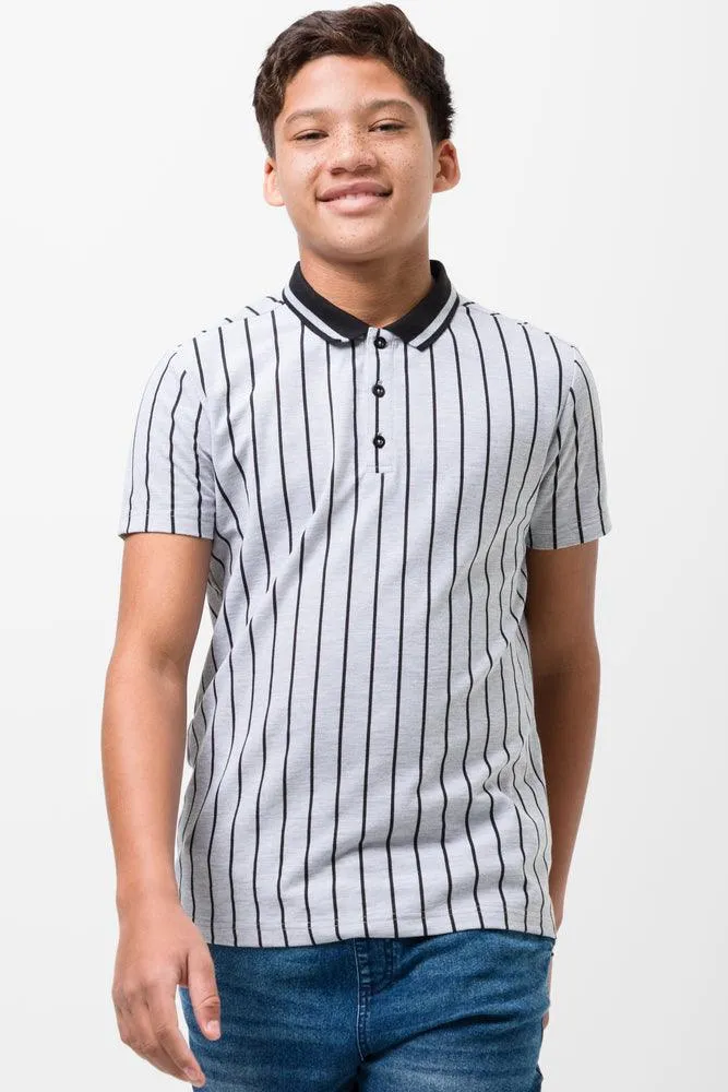 Stripe Short Sleeve Golfer Grey sold by Ackermas