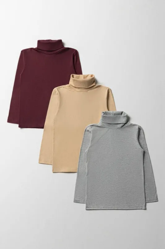 3 Pack Polonecks Burgundy, Grey & Natural sold by Ackermas