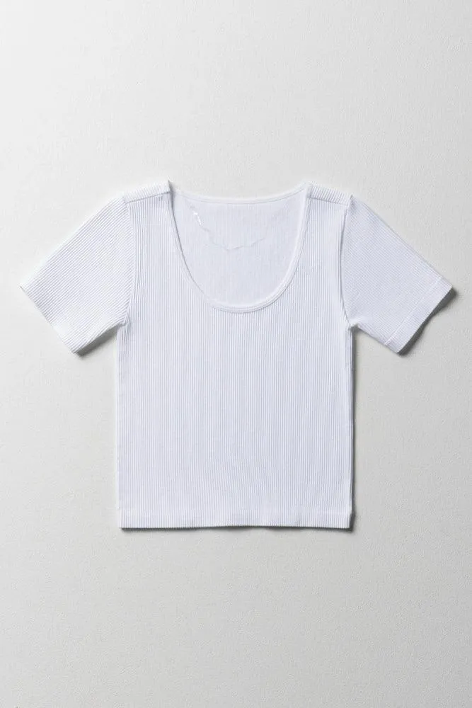 Seamless Short Sleeve T-Shirt White sold by Ackermas