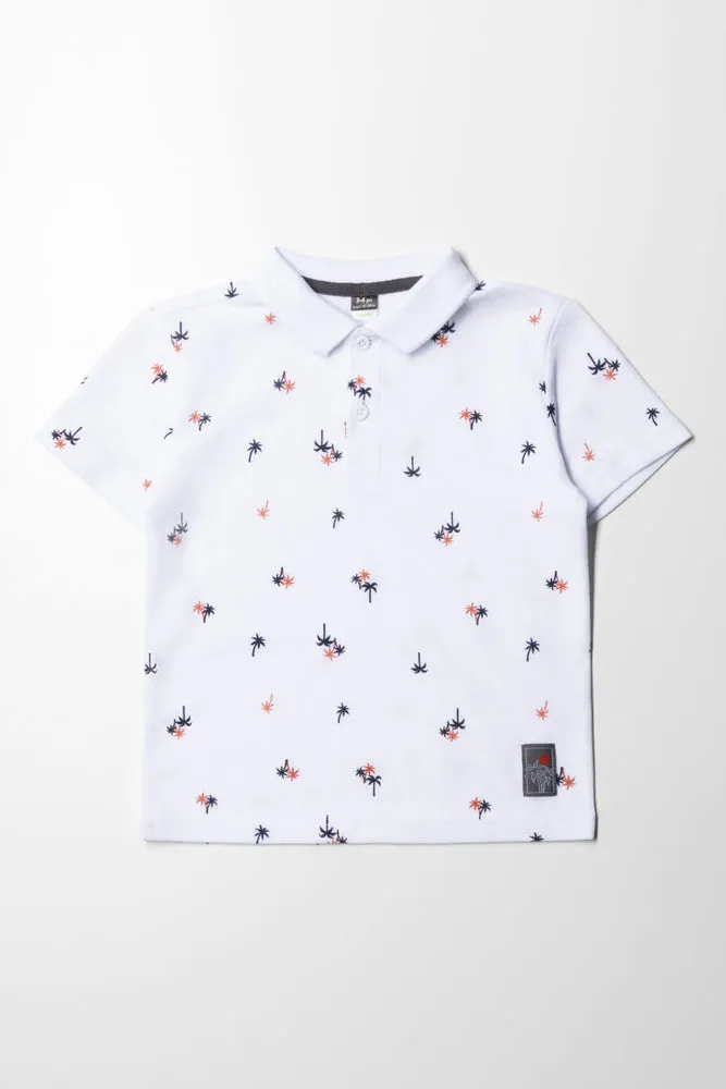 Palm Short Sleeve Golfer White sold by Ackermas