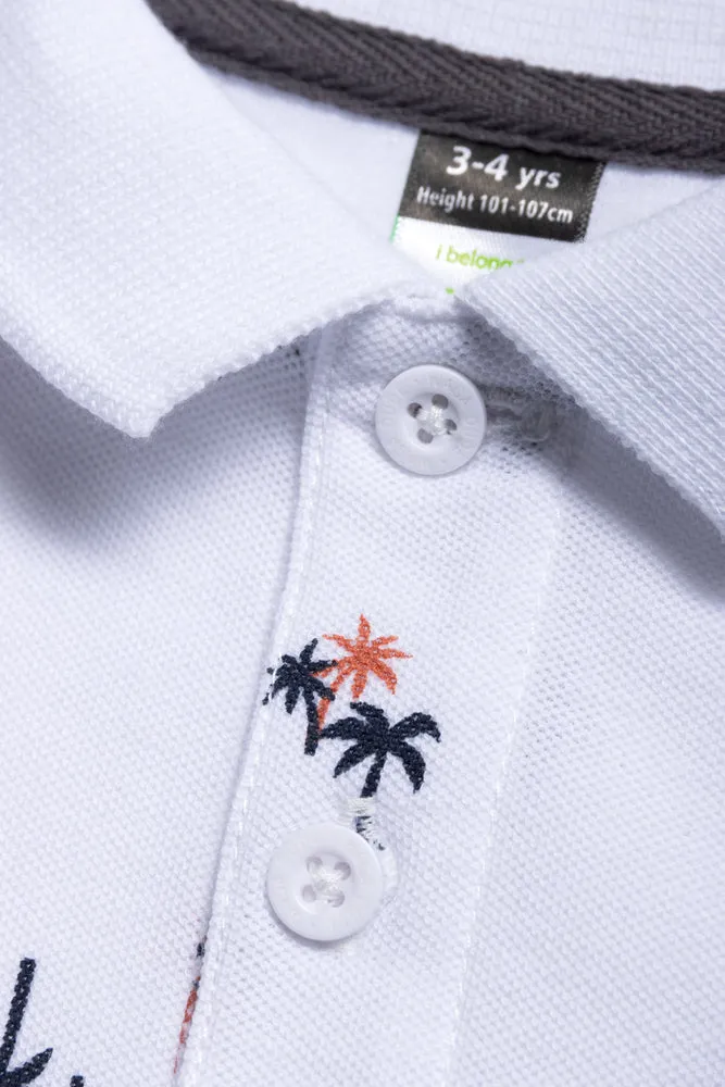 Palm Short Sleeve Golfer White sold by Ackermas product image thumbnail 2