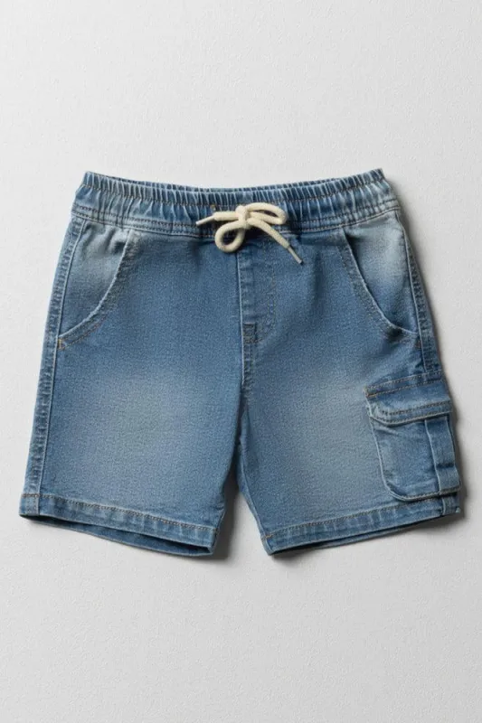 Cargo Denim Shorts Light Blue sold by Ackermas