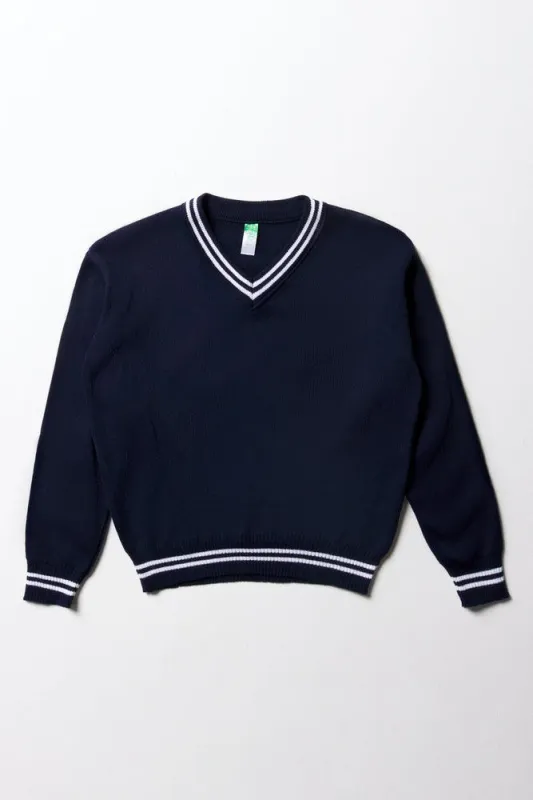 Unisex School Long Sleeve Striped Jersey Navy sold by Ackermas