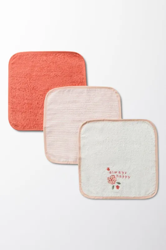 3 Pack Floral Face Cloths White & Orange sold by Ackermas